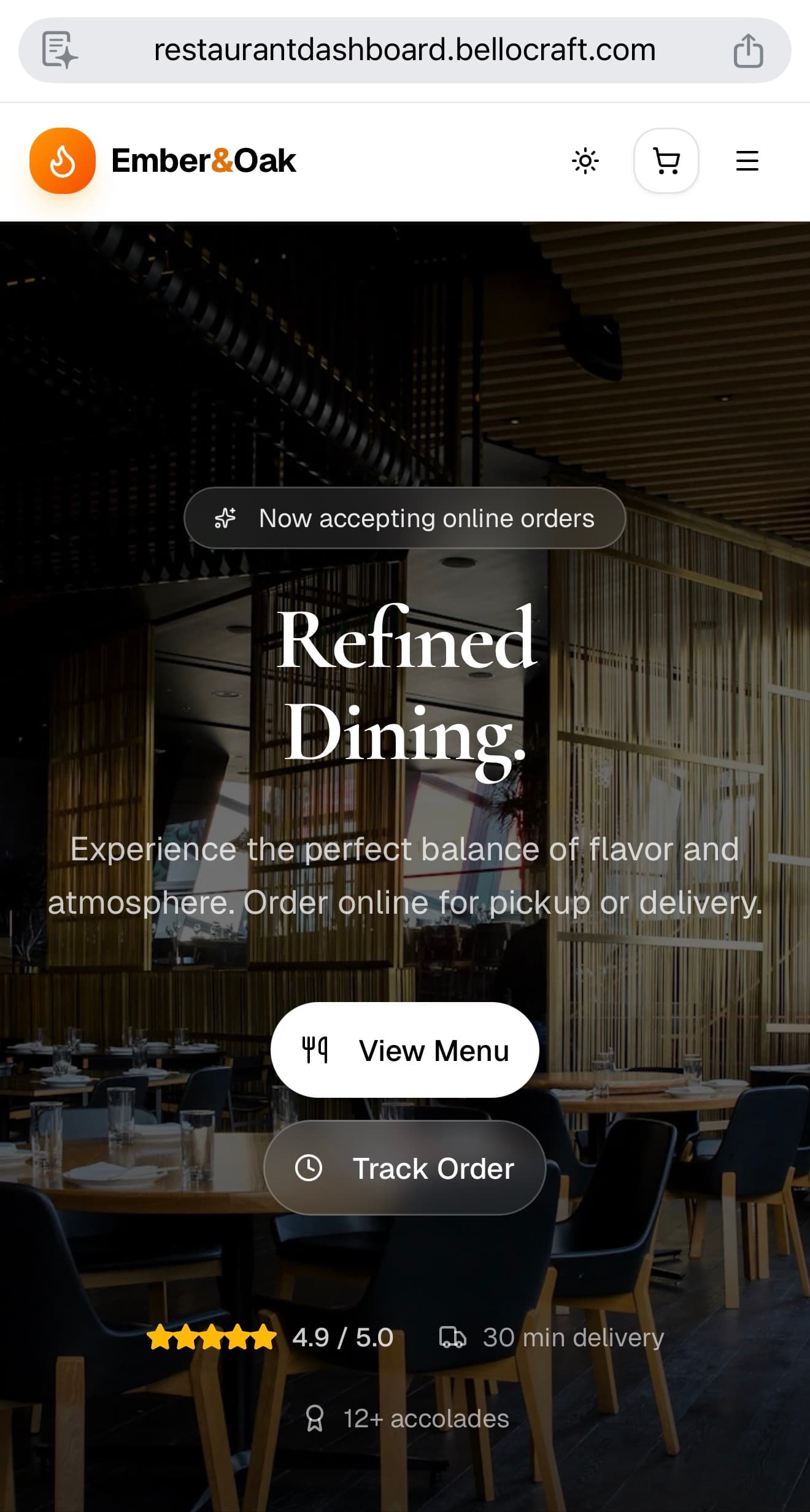 Restaurant site mobile
